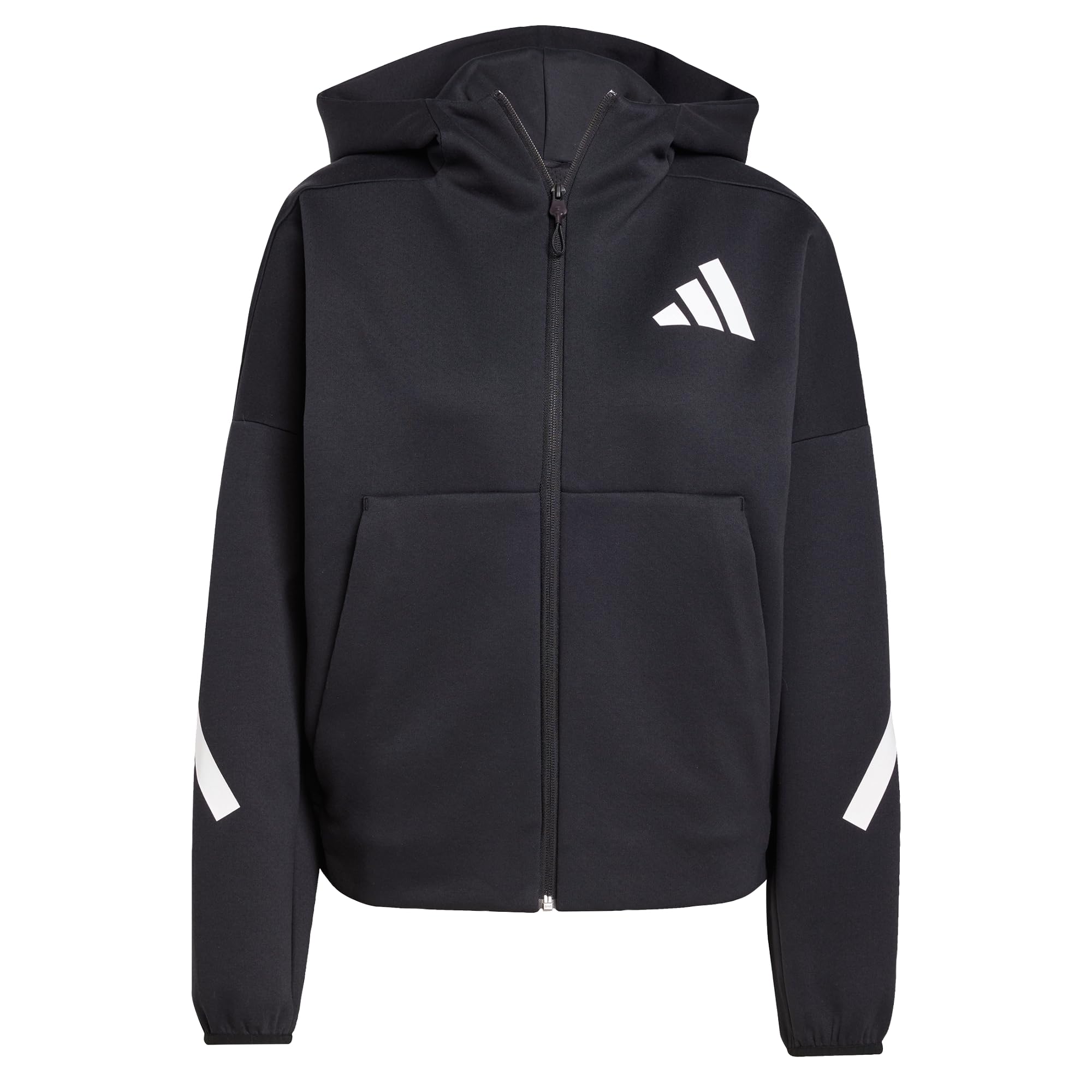 Adidas Women's Black Z.n.e. Full Zip Tracksuit Top in Size L, Sports Direct