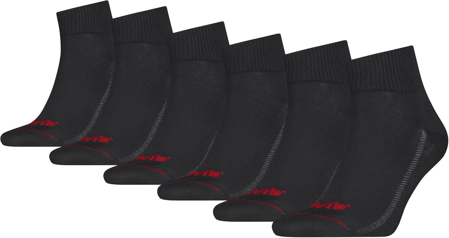 Levi's Men's 6-pack Quarter Crew Socks, Lightweight, Arch Support & Mesh Ventilation