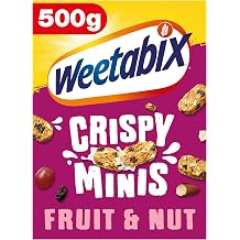Weetabix Minis Fruit & Nut Breakfast Cereals 1 x 500g - Whole Grain Breakfast from the UK - Healthy Cereals with Many Fibre and Vitamins - Nutri-Score A