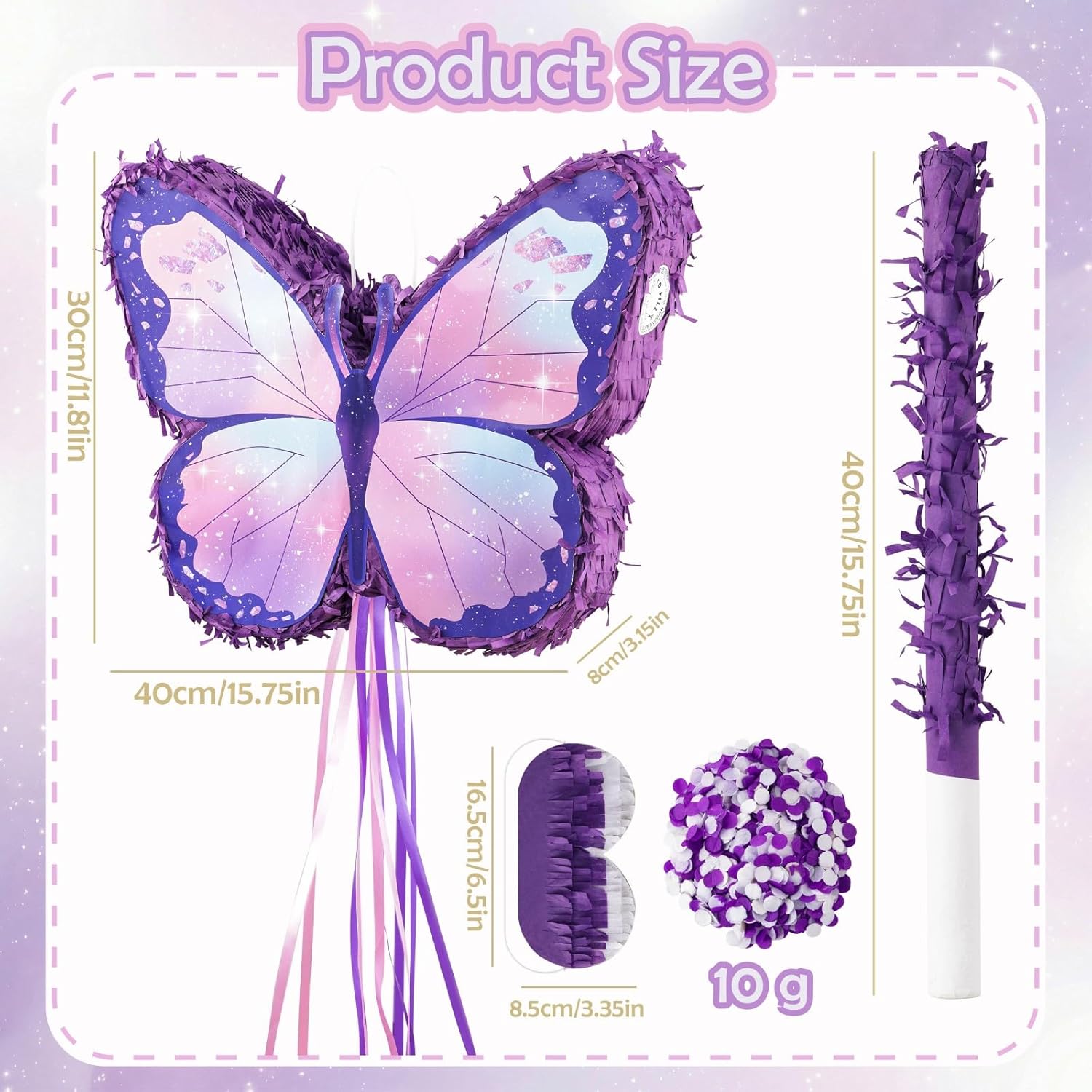 VinTS Butterfly Piñata,Kids Piñata with Blindfold and Stick for Girls Kids Butterfly Themed Party Games Birthday Party Girls Themed Party Decorations