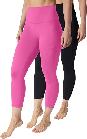 90 Degree By Reflex 2 Pack Capri One Pocket One Basic High Waisted Workout Legging