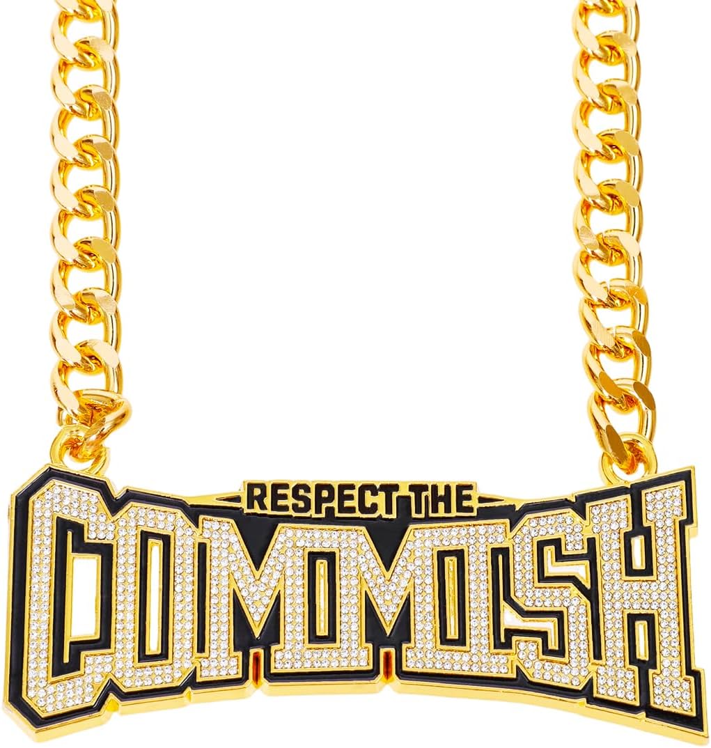Respect the Commish Necklace Fantasy Football Chain for Commissioner With Many Shines Stones
