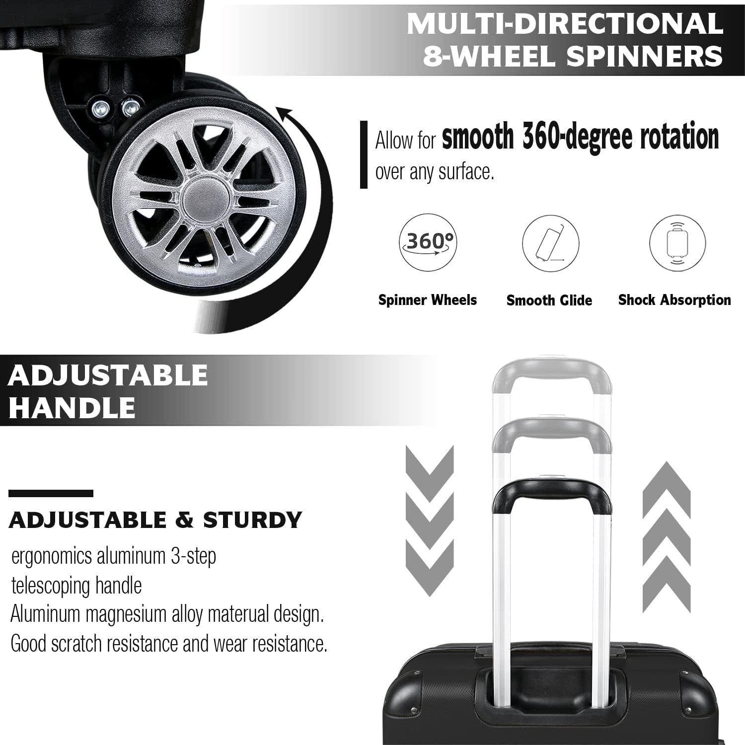 Joyway 2 Piece Large Hardside Lightweight Luggage Sets With Double Spinner Wheels For Women Kids，20 24 Inch Upright Abs Lock Suitcase Set Clearance For Travel