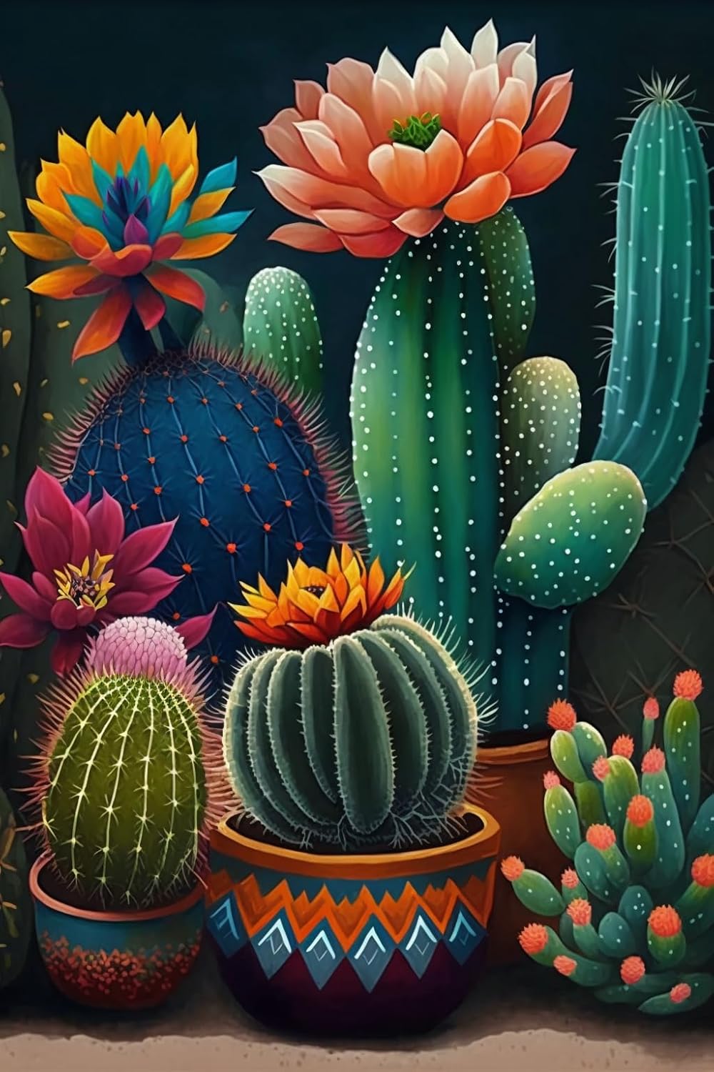 Framable 500 Piece Classic Jigsaw Puzzle - Cactus Flower Luxurious Wood Rounded Corner Puzzle - Beautiful Package - Home Decor - Best Gift for Adults