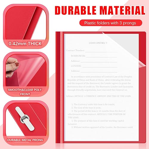 Miniatura 3 de Teling 48 portadas de informes frontales transparentes con puntas, carpetas de presentación de plástico de 3 puntas para currículum vitae para la