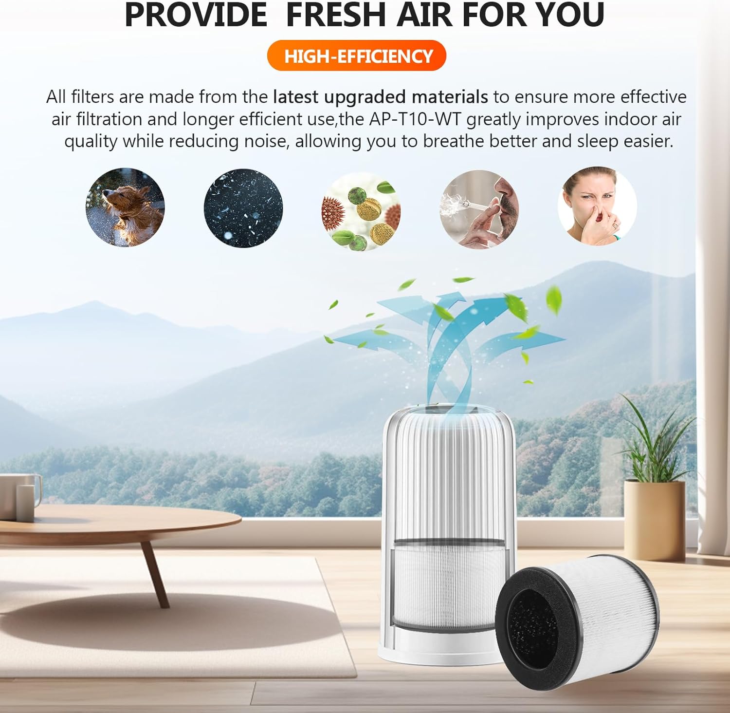 AP-T10FL AP-T10 Air Purifier Filter Replacement for Homedics Air Purifier by Blutoget - Fit for Homedics Total Clean Air Purifier AP-T10-BK AP-T10-WT-360 Degree H13 True HEPA with Activat Carbn 2Pack - Image 4