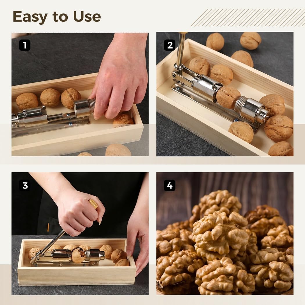 Heavy Duty Nut Cracker, Home Nut Cracking Tool with Splash Guard, Walnut Opener, Hazelnut Pliers, and Nutshell Peeler