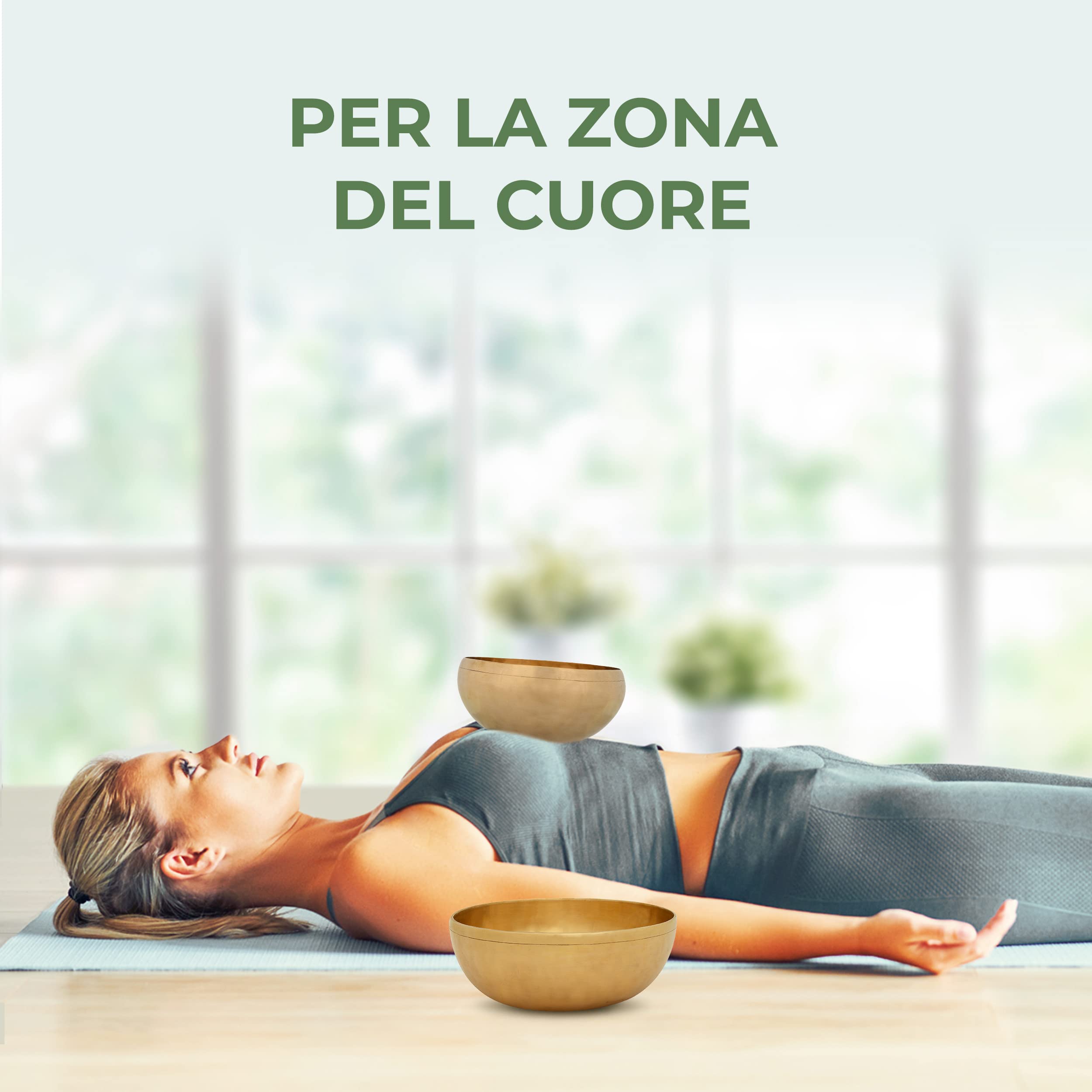 Campana Tibetana Grande del Cuore, Ø 22,5 cm, 1.275 gr - Suono piacevolmente profondo per un efficace massaggio sonoro e musicoterapia nell’area della parte superiore del corpo, Qualità eccezionale