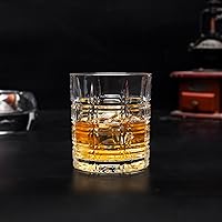 Vista 4 de KANARS Vasos de whisky de cristal, vasos de roca de 10 onzas en caja de regalo de lujo, juego de 4 vasos de vidrio de bourbon Lowball