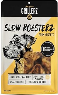 Grillerz Pork Nuggets for Dogs, 1 lb Bag, Natural Dog Chews, Single Ingredient, High Protein, Easy to Digest, Supports Healthy Teeth, For All Life Stages