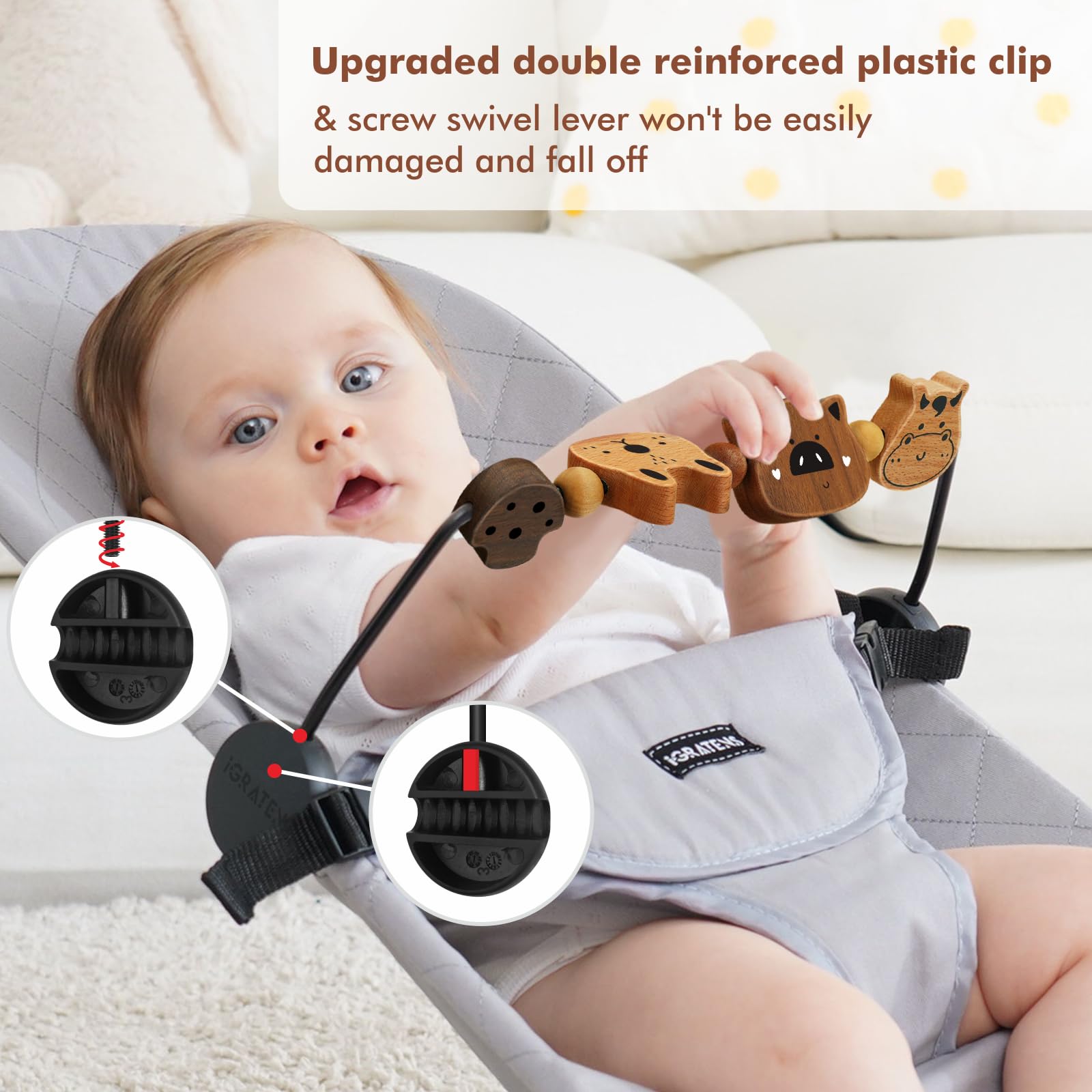 iGRATENS Baby Bouncer Toy Bar, Toy Bar for Baby Bouncer Soft & Bliss, Easy to Attach and Remove - Image 3