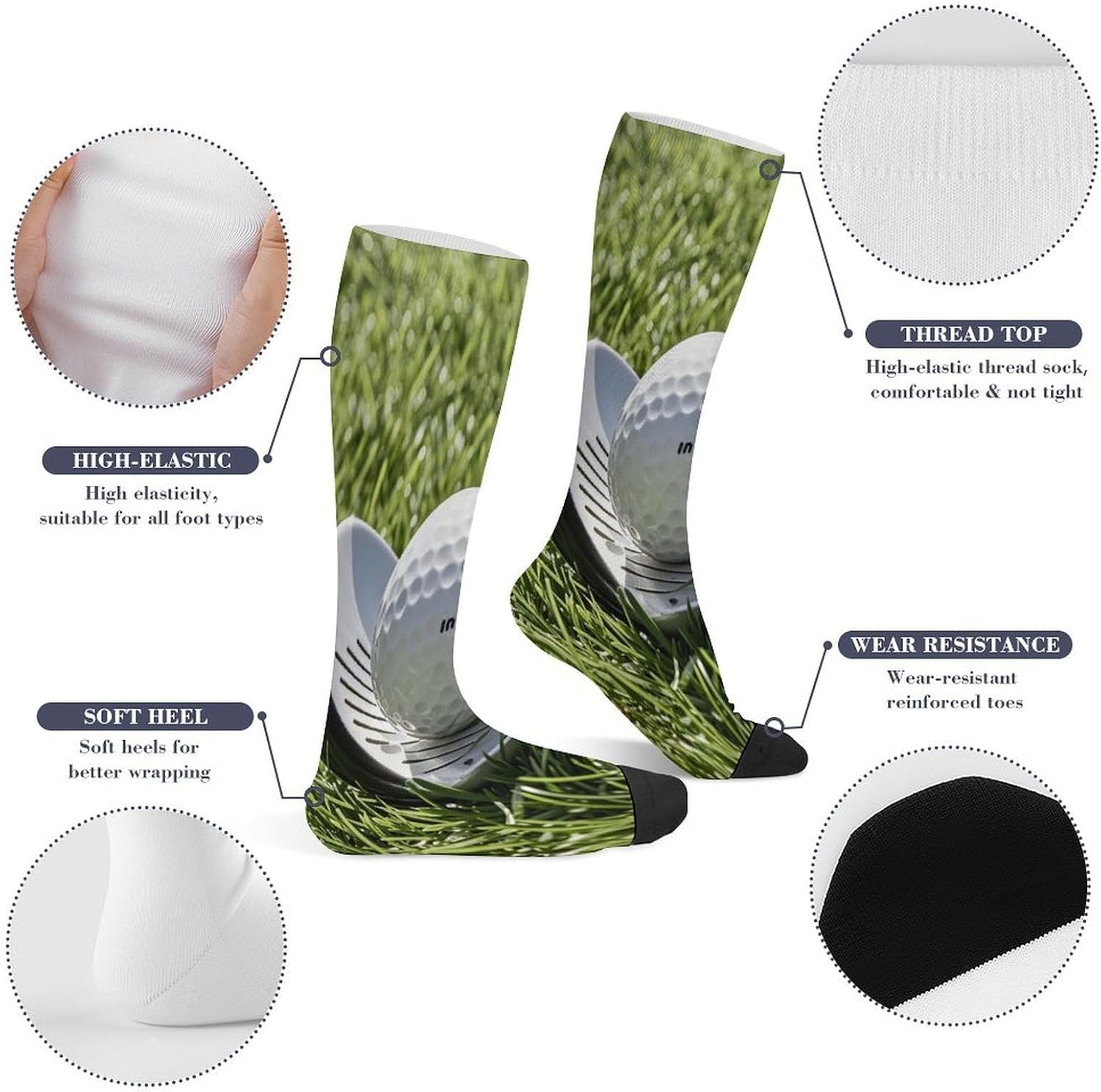 Golf Ball Crew Socks Calf Socks Athletic Crew Sock