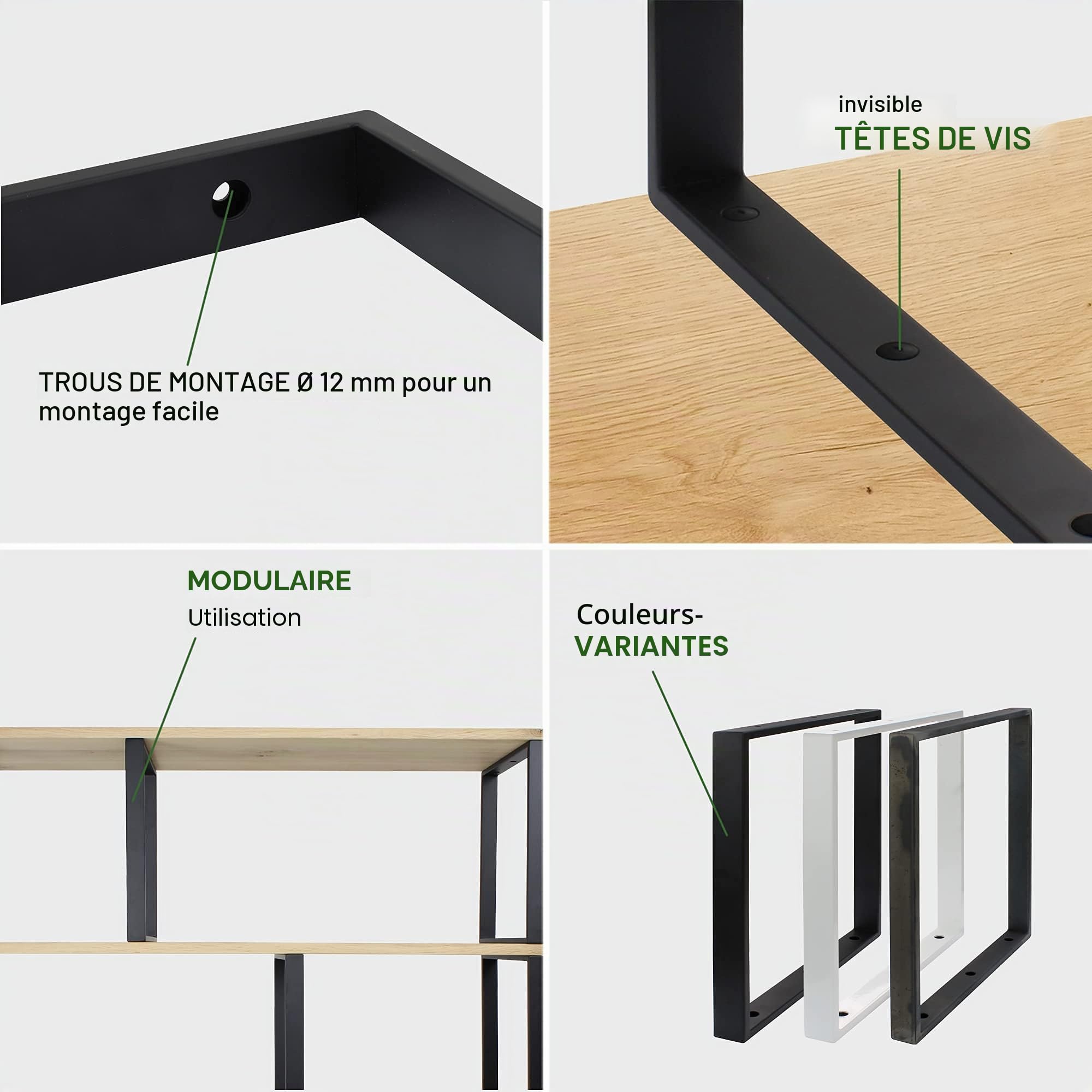Natural Goods Berlin 2X étagère RAHMEN, système d'étagères en Cube pour étagère de 30 cm, Support d'étagère, étagère Murale, Support Mural, Cadre latéral Libre en métal (Noir, 30 x 35cm)