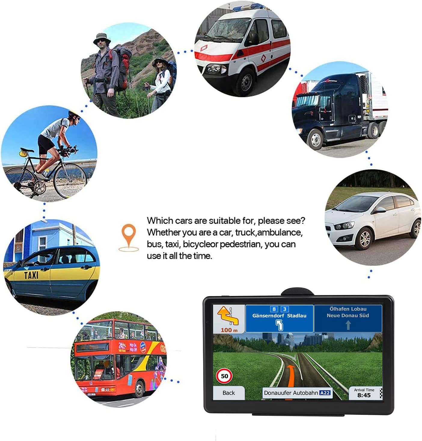 GPS Navigation for Car, Latest 2021 Map Touchscreen 7 Inch 8G 256M Navigation System with Voice Guidance and Speed ​​Camera Warning, Lifetime Free Map Update: GPS & Navigation
