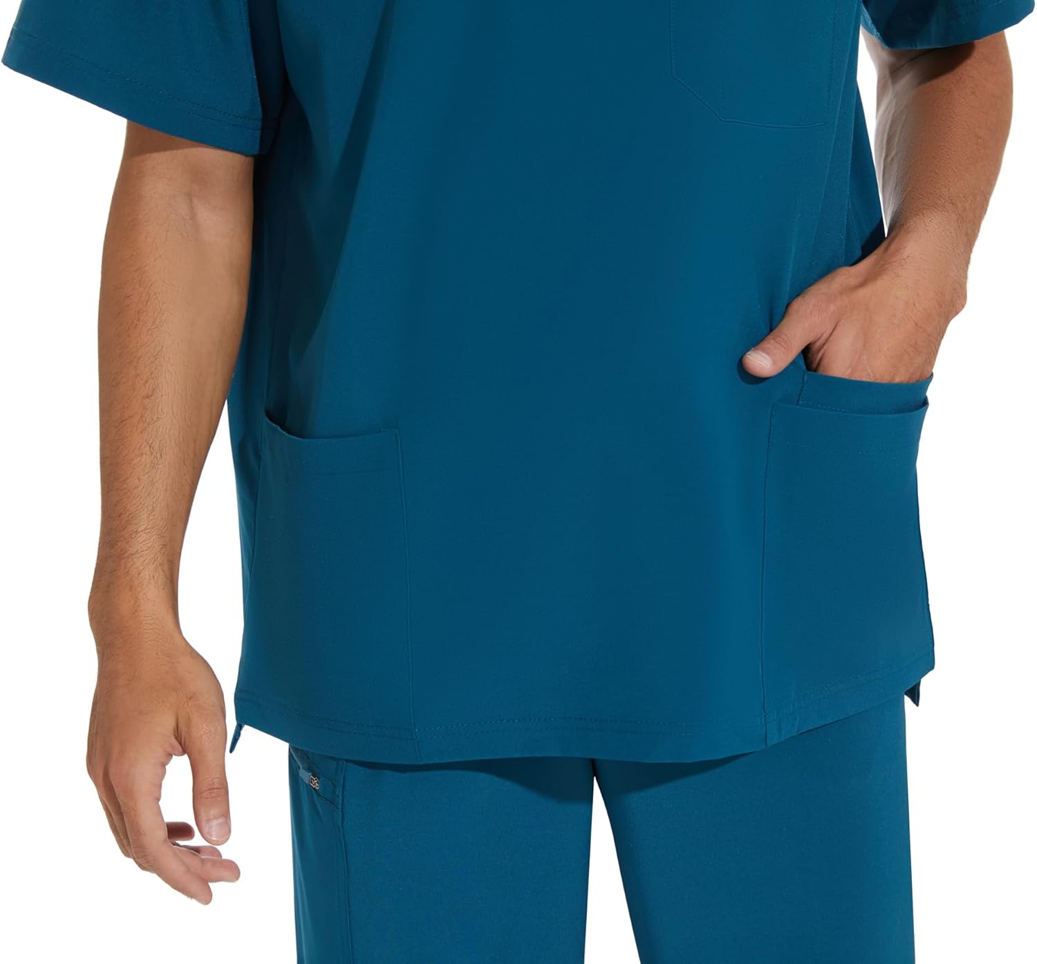 COZYFIT Men Scrubs Set - Stretch V-Neck Scrub Top & Jogger Pant with 8 Pockets, Yoga Waistband, Anti-Wrinkle Scrubs for Men - Image 5