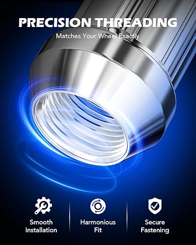Miniatura 5 de Orion Motor Tech Tuercas de llanta cromadas de 14 x 1.5 pulgadas, 24 piezas, tuercas M14x1.5, accesorios de rueda compatibles con Chevy Ram Ford y