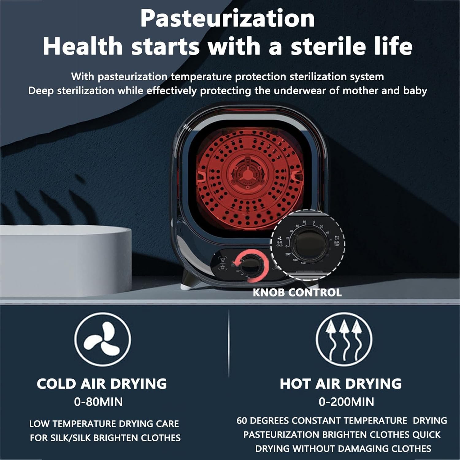 Small Condenser Spin Dryer with Stainless Steel Tub,with Dual Temperature Control Probe,Spin Condenser Clothes Dryer,0.8kg Load Capacity for Home, Apartments and RVs Compact for Small Spaces(B)