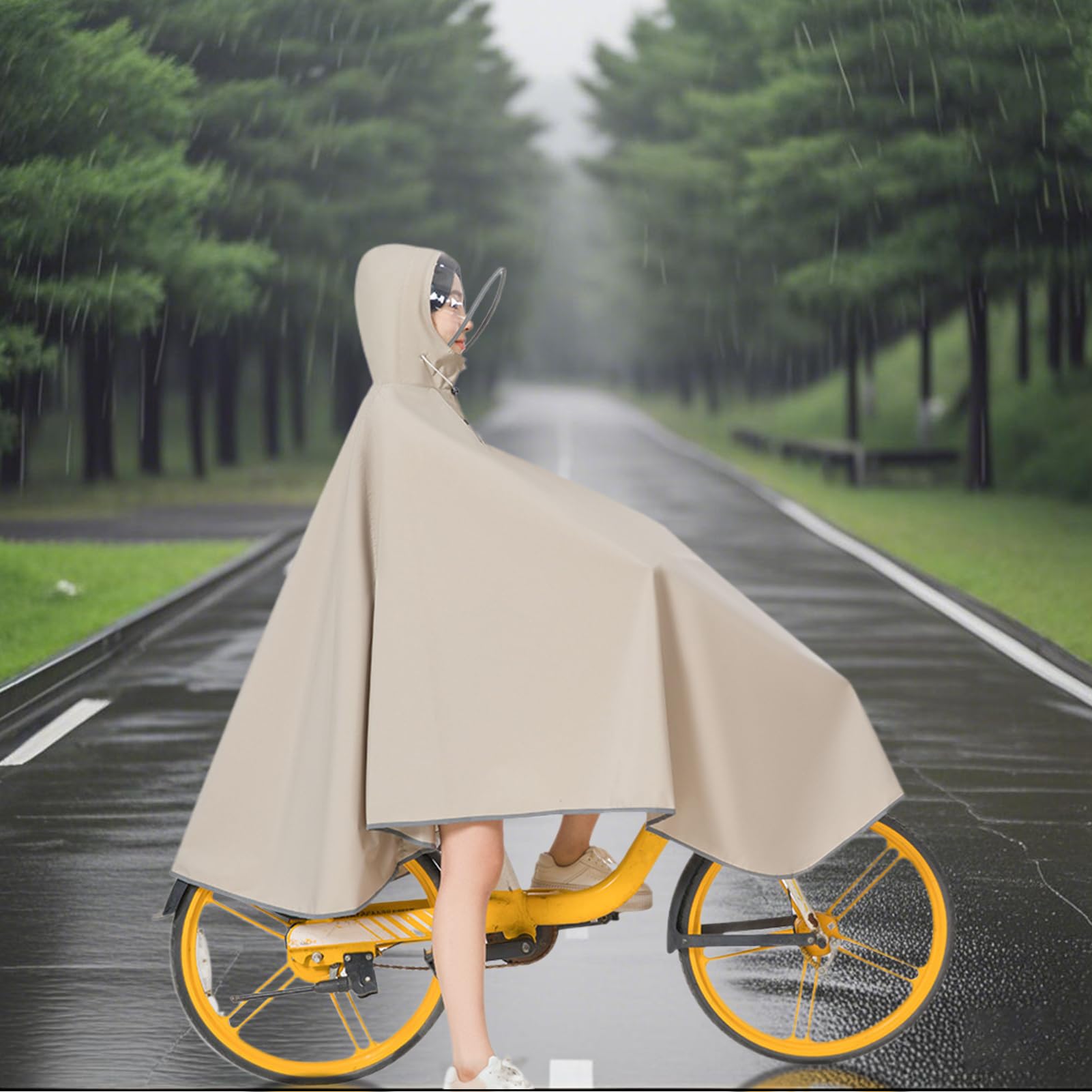 Generico Poncho imperméable, housse de pluie pour vélo | couvre-balles imperméable à capuche et bandes réfléchissantes pour randonnée, camping, voyage, cyclisme, homme, femme