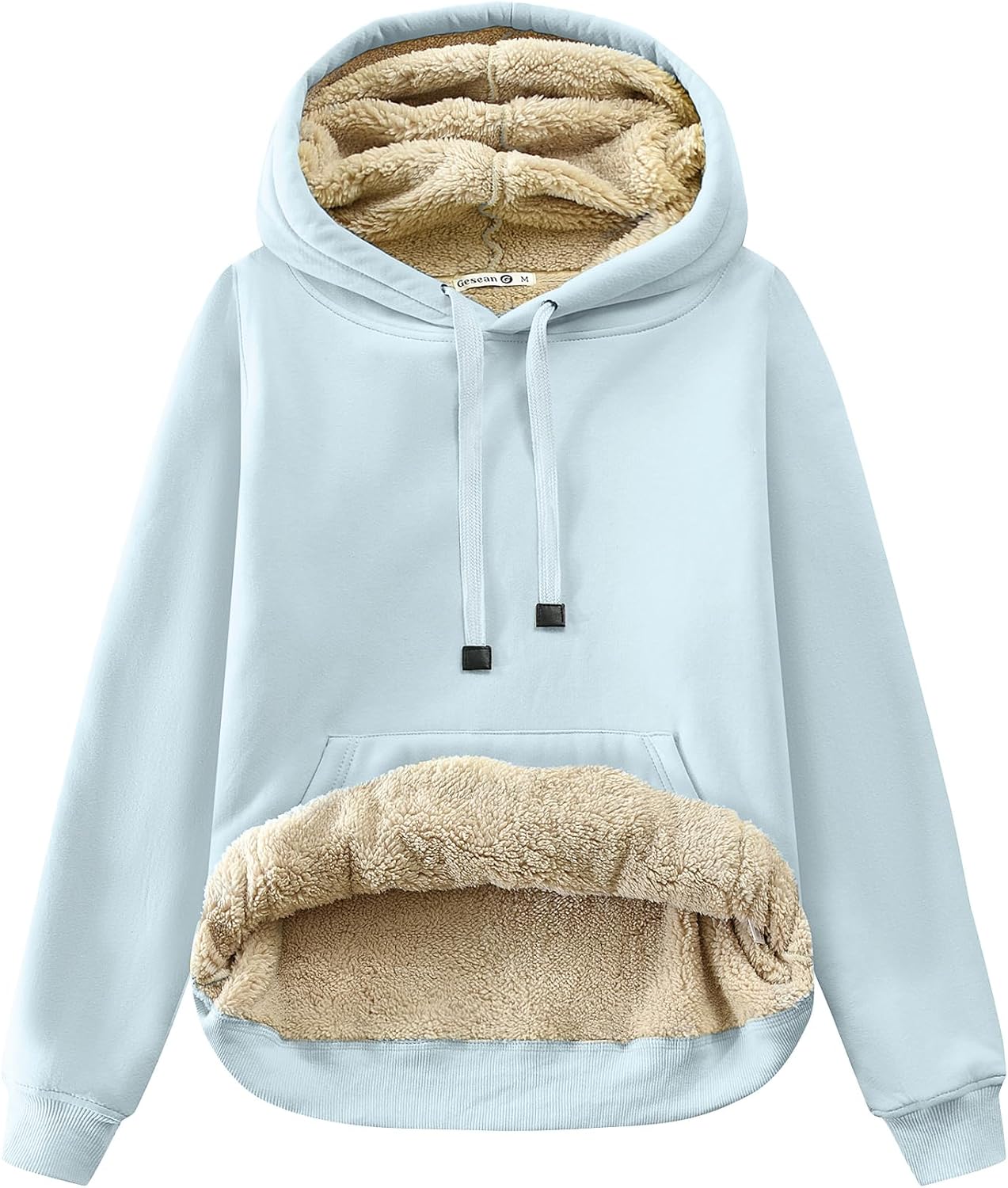 Gesean Women's Sherpa Lined Cotton Pullover Sweatshirts Fleece Hoodies Kangaroo Hooded Pocket for Women