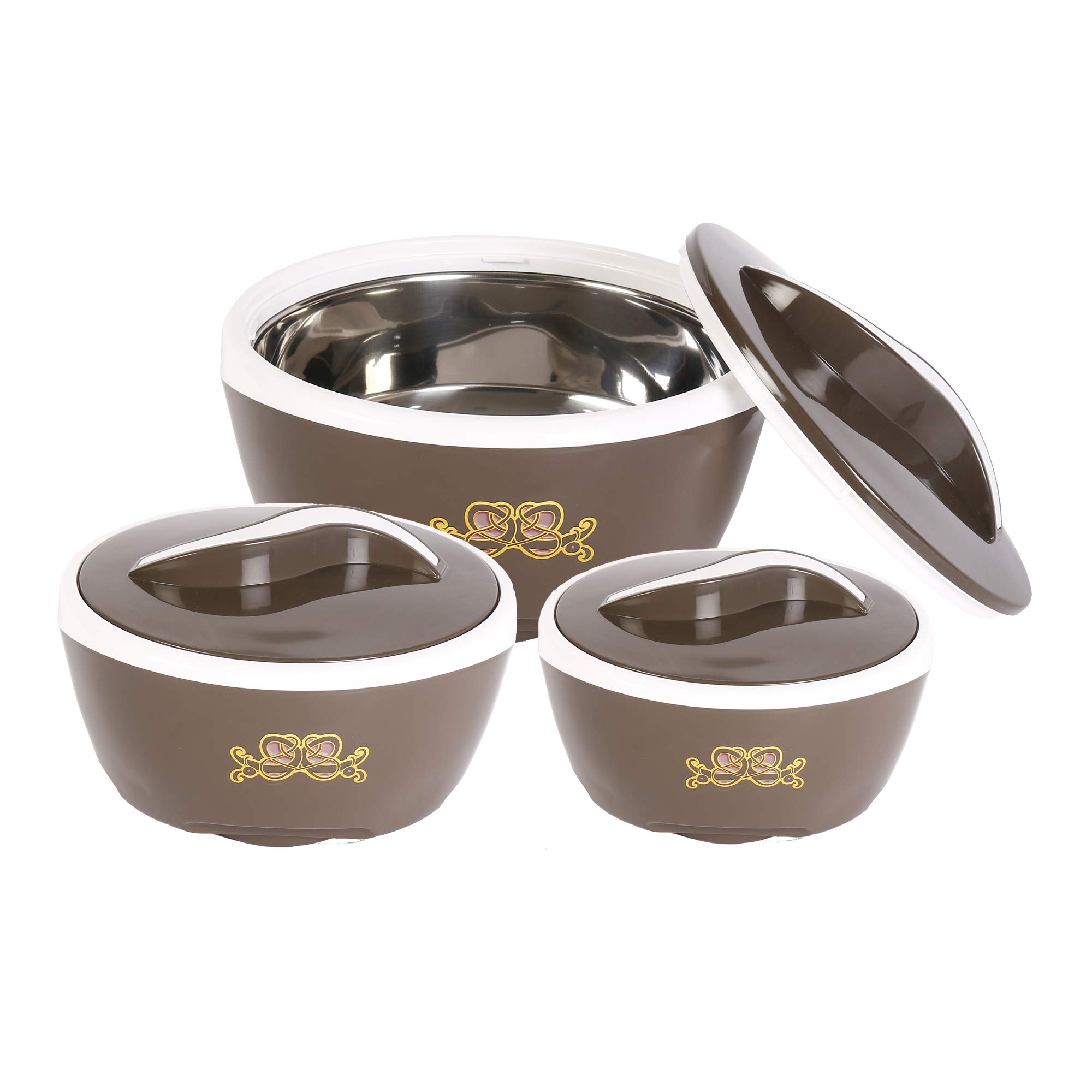 Jayco Status Insulated Casserole Set of 3 (600 ml, 1200 ml, 2 litres), Brown | BPA Free | Food Grade | Dishwasher Safe | Super PU Insulation | Ideal for Chapatti, Roti & Serving (B071XH85ZR) Amazon Price History, Amazon Price Tracker