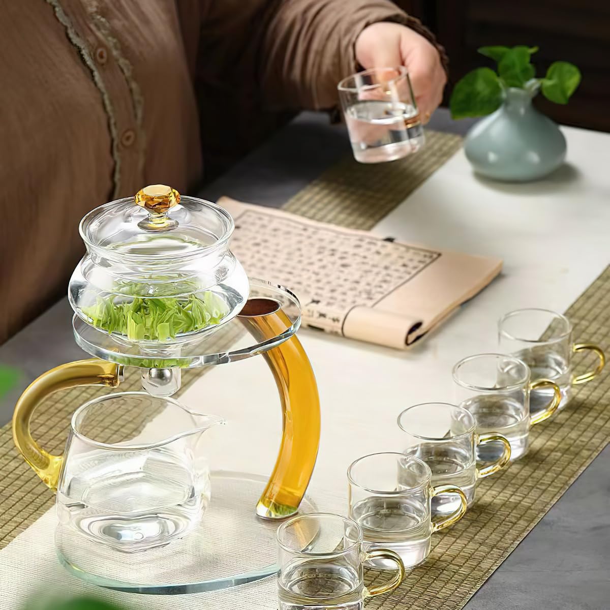 Magic Tea Pot Fire Kirin Semi-Automatic Glass Tea Set - Rotating Drip ...