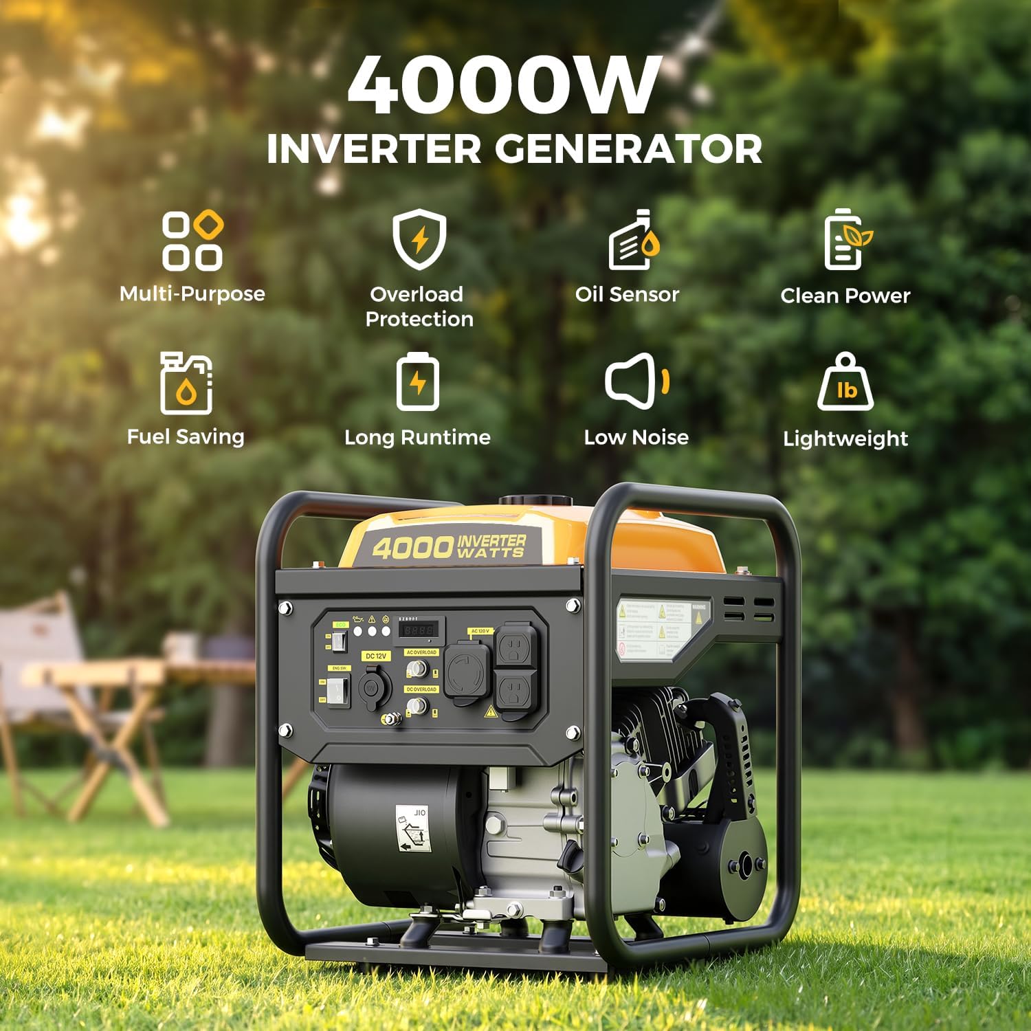 4000W Gas-Powered Inverter Generator, 208cc, Portable for Camping photo 2