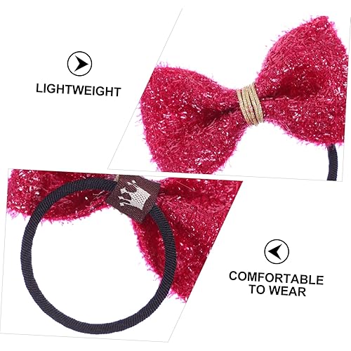 Miniatura 7 de SAFIGLE 2 pares de pajaritas de Navidad para el cabello, moño festivo, soporte para cola de caballo con purpurina, soporte para cola de caballo de