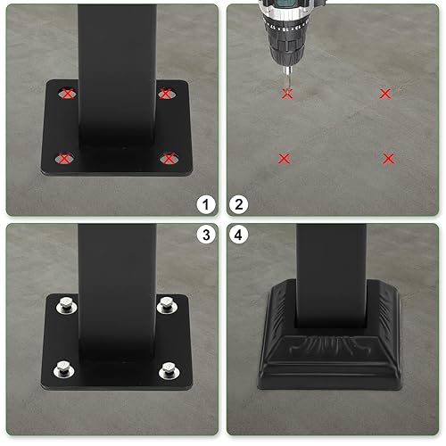 Miniatura 3 de Outvita Pasamanos para escalones al aire libre, barandilla de escalera para exteriores de 1 a 3 escalones, pasamanos ajustables de hierro forjado