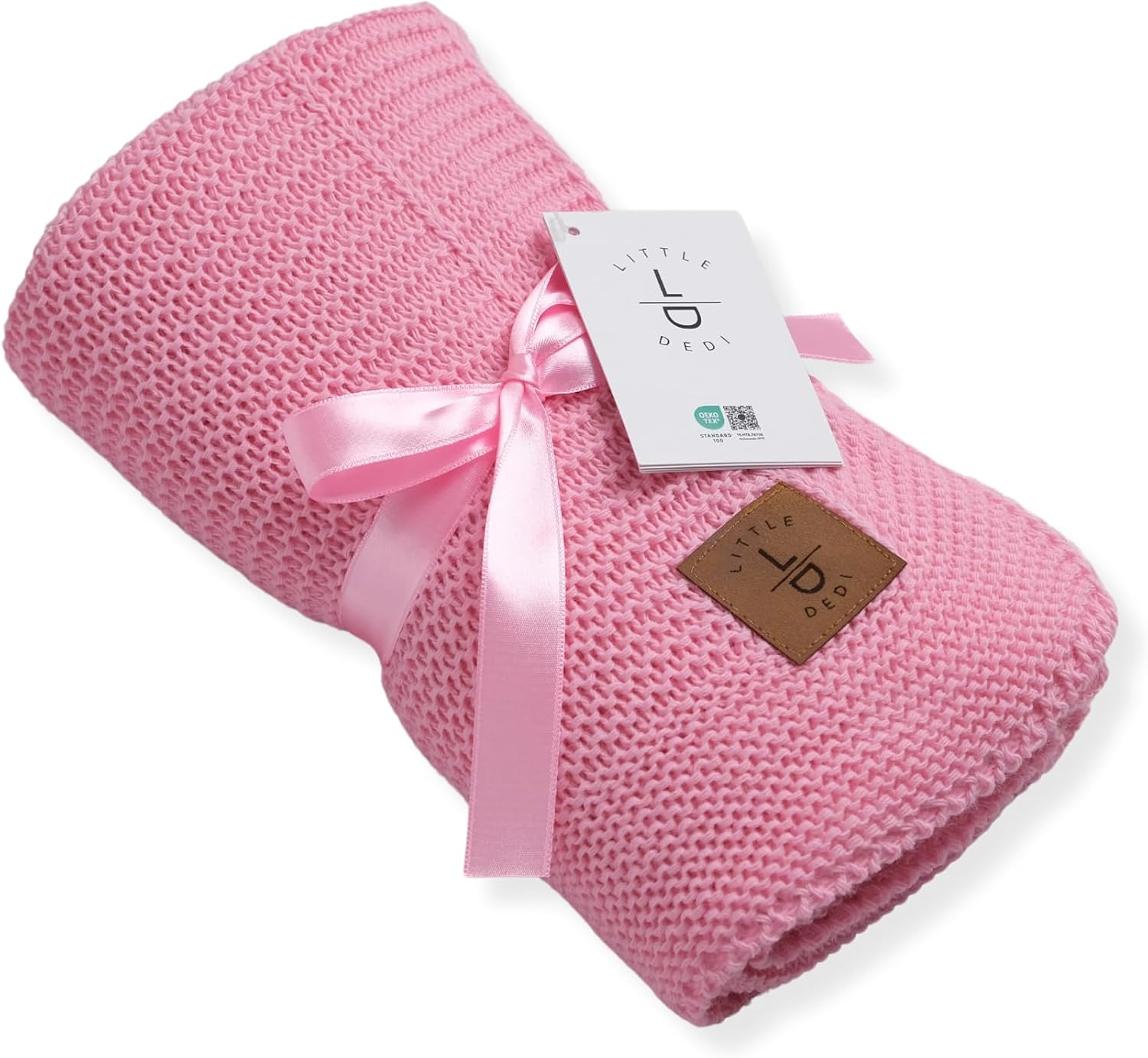 Alina Soft Knit Baby Blanket 30x40 in, Pink, Oeko-Tex