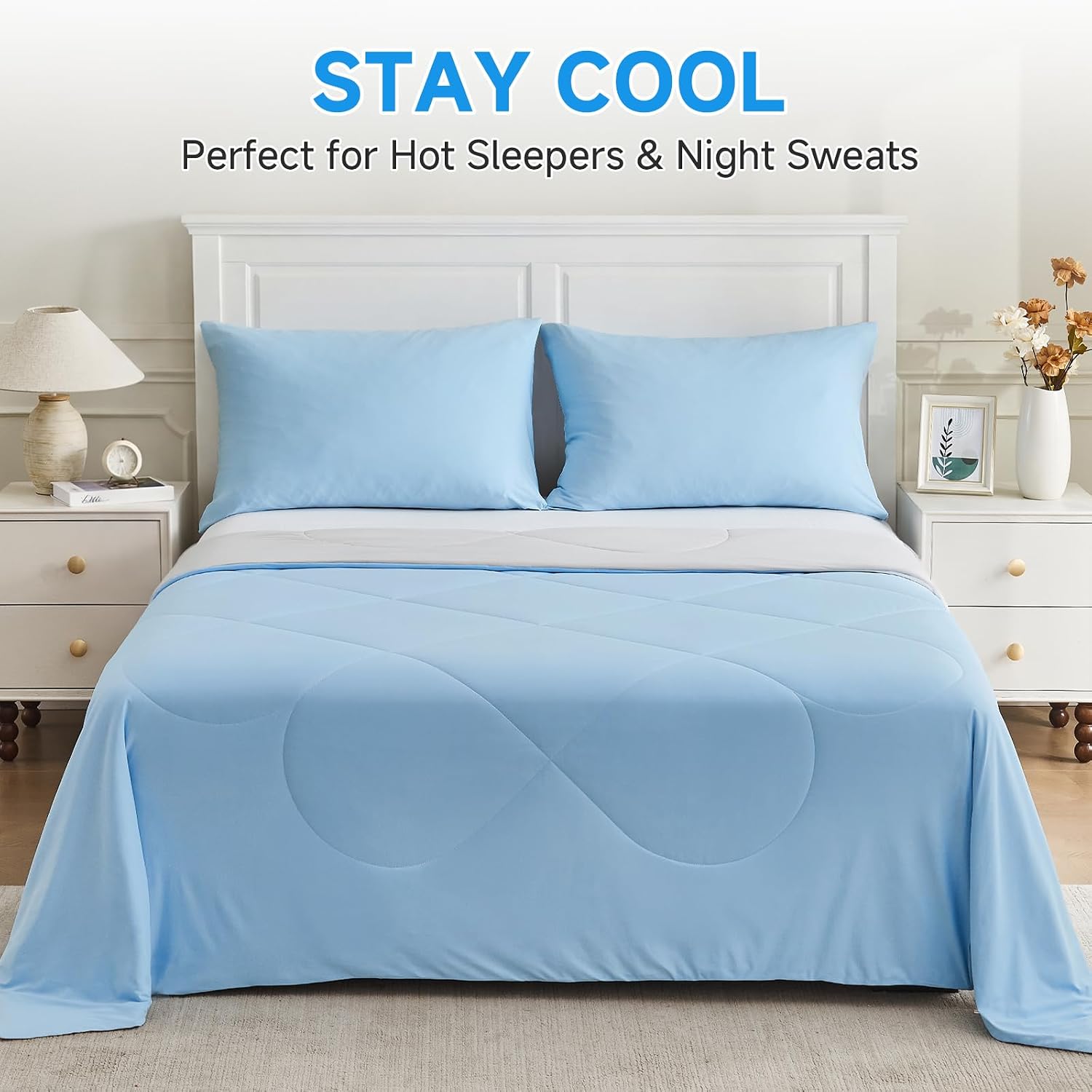  Cooling Comforter Twin Size, Purple Summer Cooling Blanket for Hot Sleepers and Night Sweats, Japanese Double-Sided Cold Tech Fabric Q-Max 0.45, Soft Breathable Silky Smooth Lightweight thumbnail