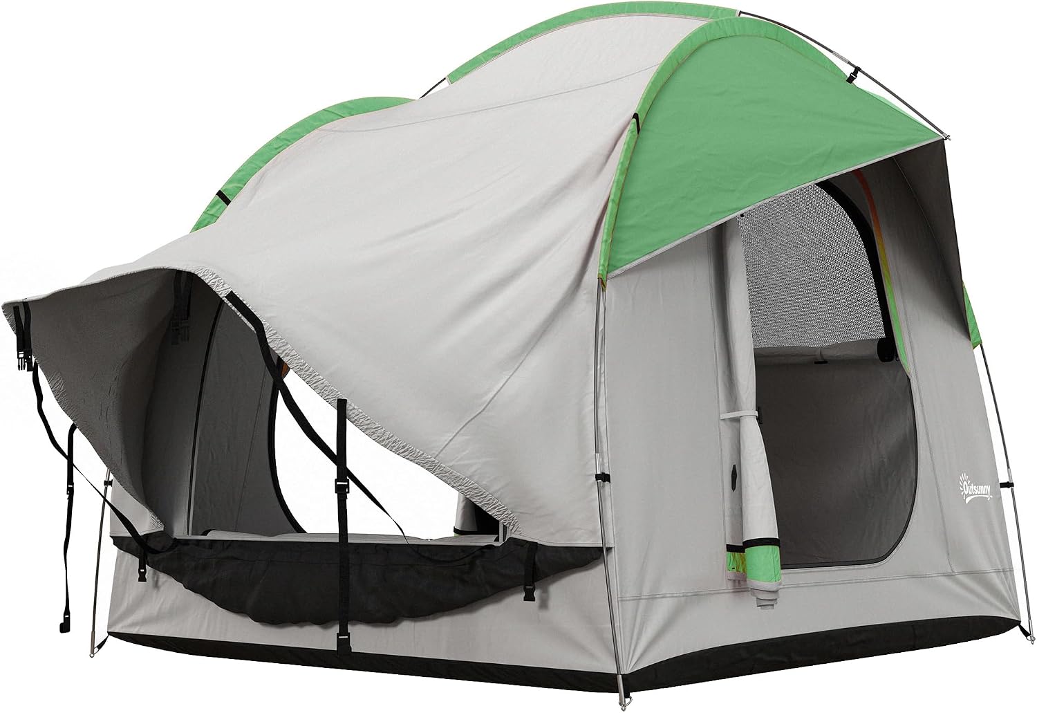 SUV Camping Tent, 5-6 Person Waterproof Tailgate Shelter, 2000mm Waterproof Truck Tent with 3 Doors and Mesh Window, Fits Hatchbacks or Standalone Use,Complete Setup Kit Included