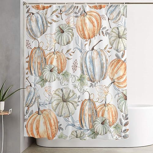 Miniatura 4 de Juego de 4 cortinas de ducha con alfombras antideslizantes, cubierta para tapa de inodoro y tapete de baño, cortina de ducha impermeable con 12