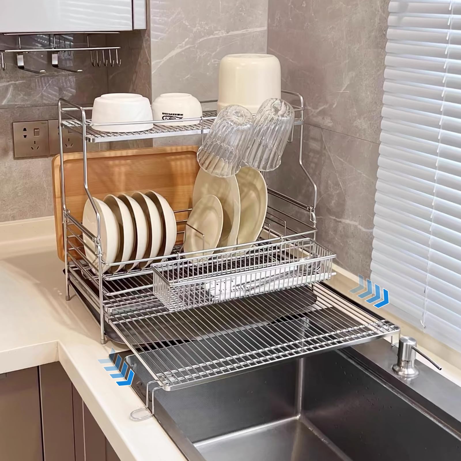 Amazon｜ママ倉 伸縮可能な多機能ステンレスラック - 収納容量大・304