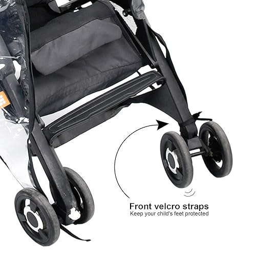 Miniatura 5 de Funda de lluvia para cochecito, protector universal negro transparente de viaje para bebé, protección al aire libre, cubierta de plástico para