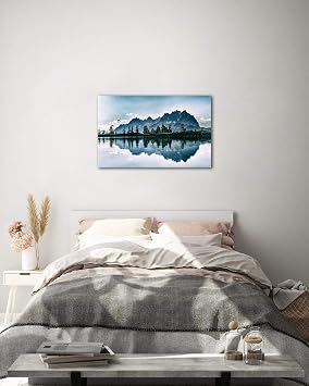 Watercolor Painting Mountains Forest Large Canvas Wall Art, Abstract Nature Art Pine Tree Landscape National Park Home Decor, Nature Artwork Poster Framed For Home Living Room Office