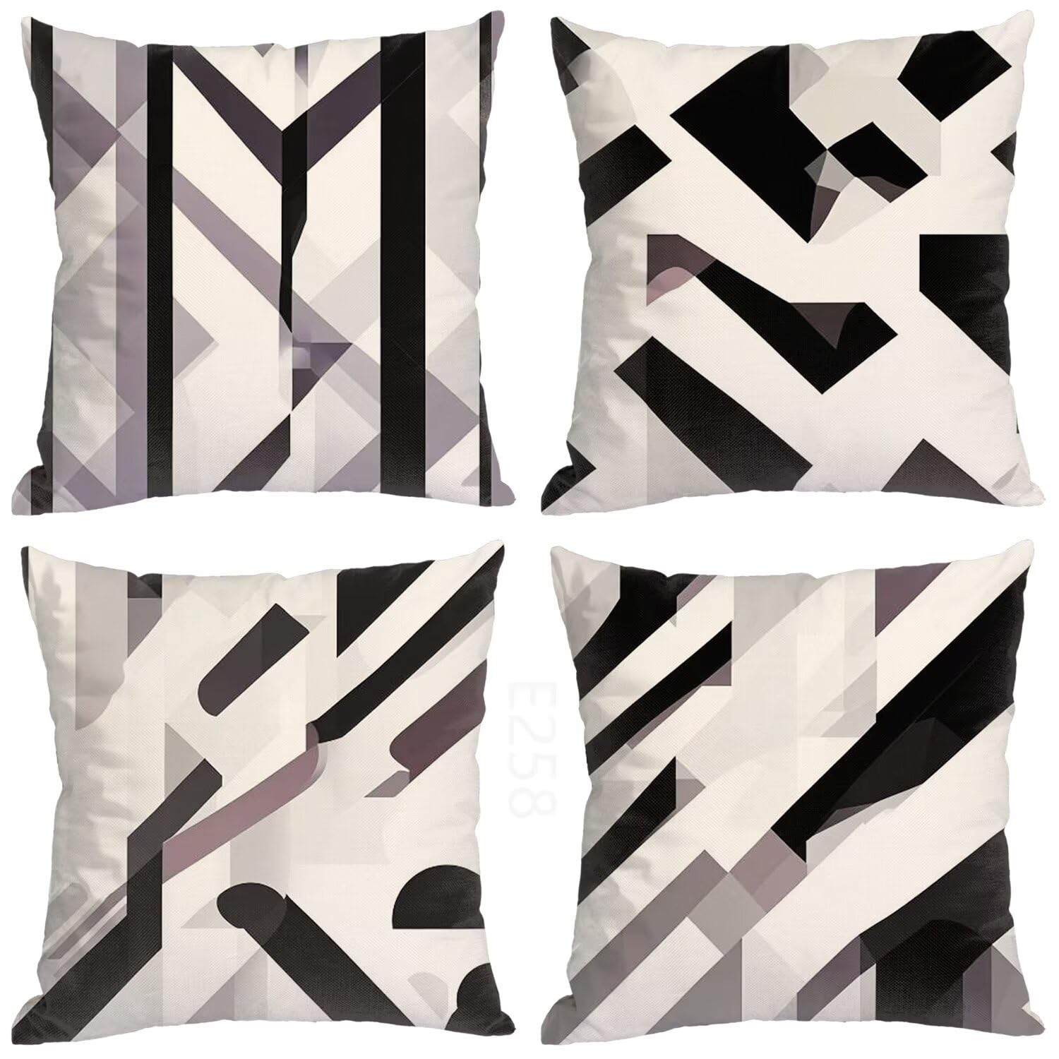 Crema Federe Cuscini Divano 60x60cm,4 Pack Europa settentrionale Estate Esterno Cuscini per Divano,Doppio Lato Quadrato Morbido Cuscini Divano,per Divano Soggiorno Sedia Dekoration Cuscino LY-258