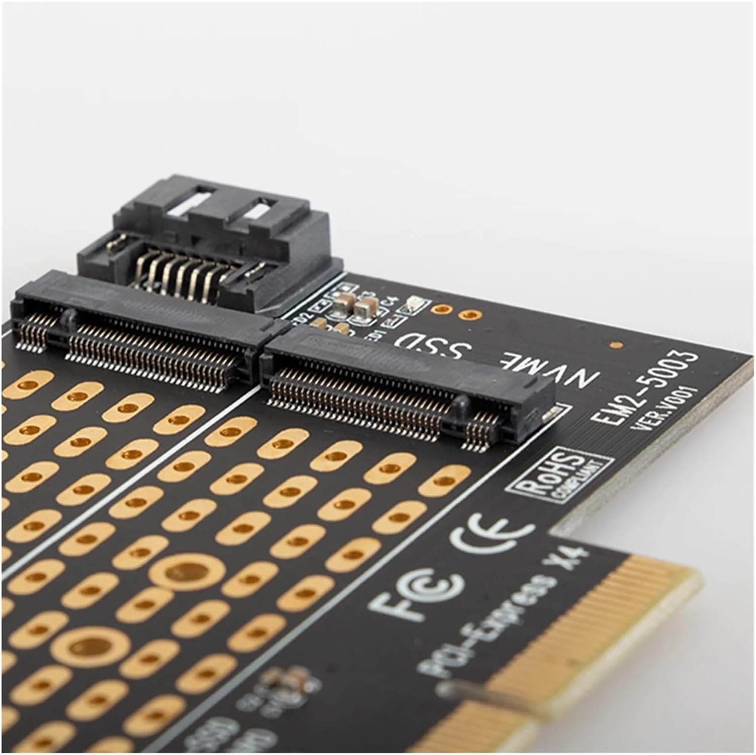 1PCS Dual M.2 To PCI-E 3.0 X4 Adapter Card For M2 SSD Supported Sizes 2230 2242 2260 2280