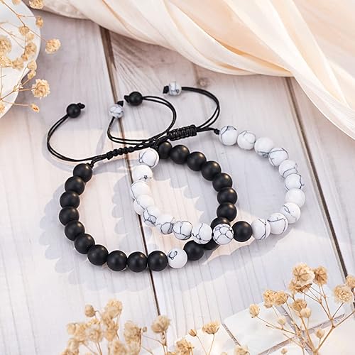 Miniatura 4 de UNGENT THEM Juego de pulseras ajustables a juego para parejas, regalos para novio, novia, pareja, marido, esposa, prometido, alma gemela, hombres y