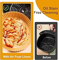 Vista 5 de Forros desechables para freidora de aire, 100 forros de papel para freidora de aire, revestimientos de papel pergamino antiadherentes, accesorios