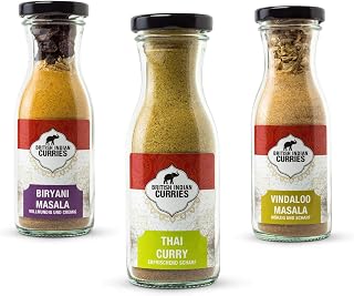 British Indian Curries - 3er Pack mit Thai Curry, Vindaloo & Biryani [3x70g] zum indisch Kochen
