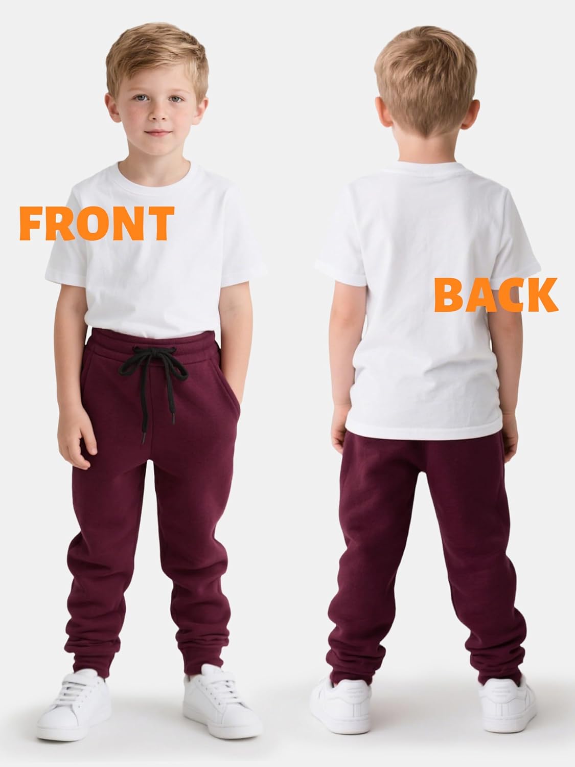 4 Pack Boys Sweatpants Cotton Fleece Lined Boys Athletic Joggers, Active Sweat Pants with Pockets Drawstring for Kids Youth - Image 5