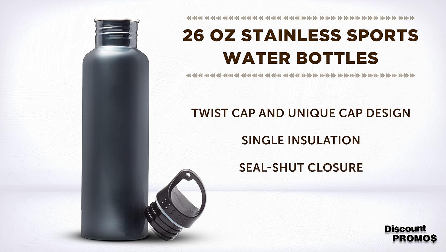 DISCOUNT PROMOS Stainless Steel Water Bottles 26 oz. Set of 10, Bulk Pack - Reusable, Leak Proof, Perfect for Gym, Hiking, Camping, Outdoor Sports - Grey