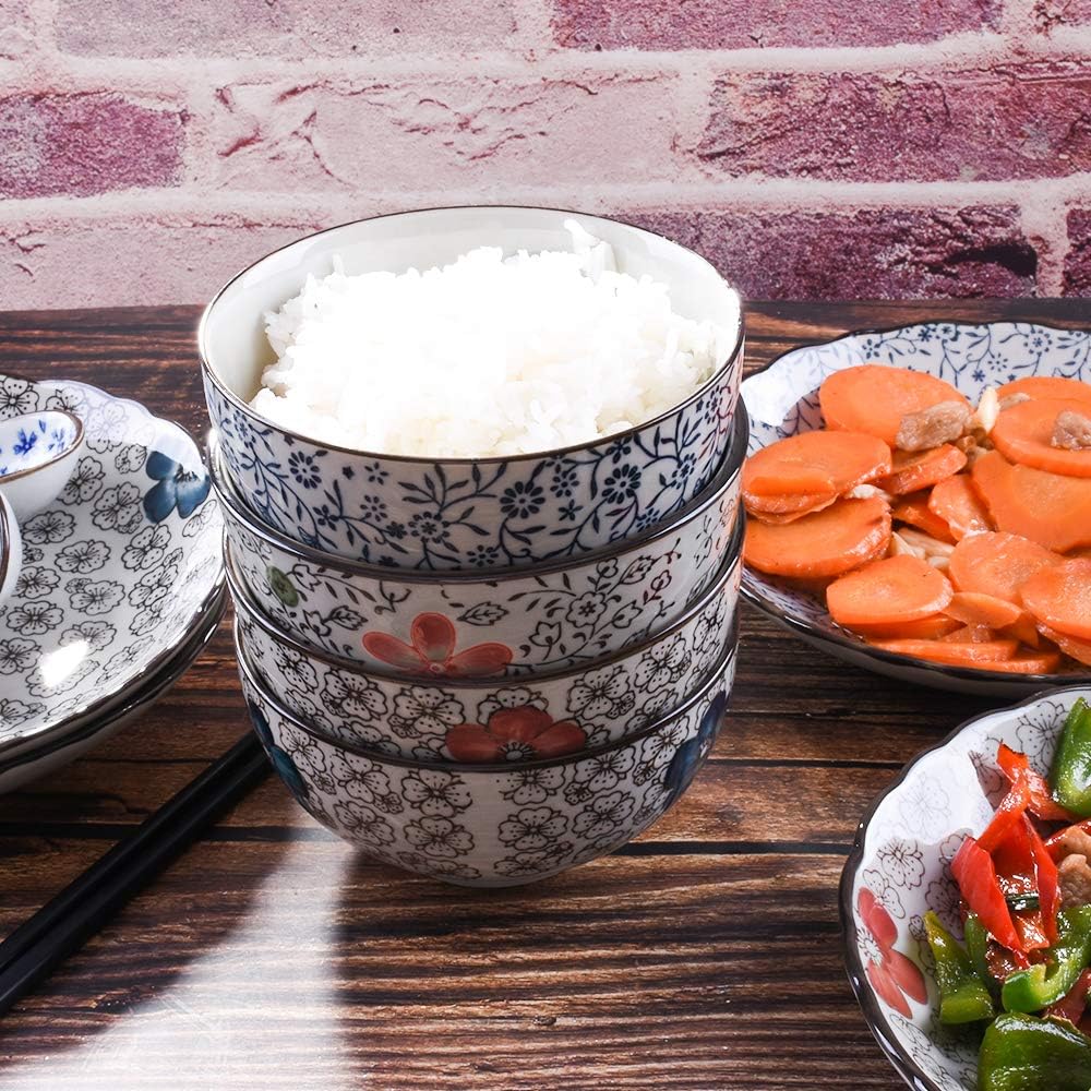  | Japanese Style Rice Bowls set of 4, 5 Inch Ceramic Rice Bowls: Rice Bowls