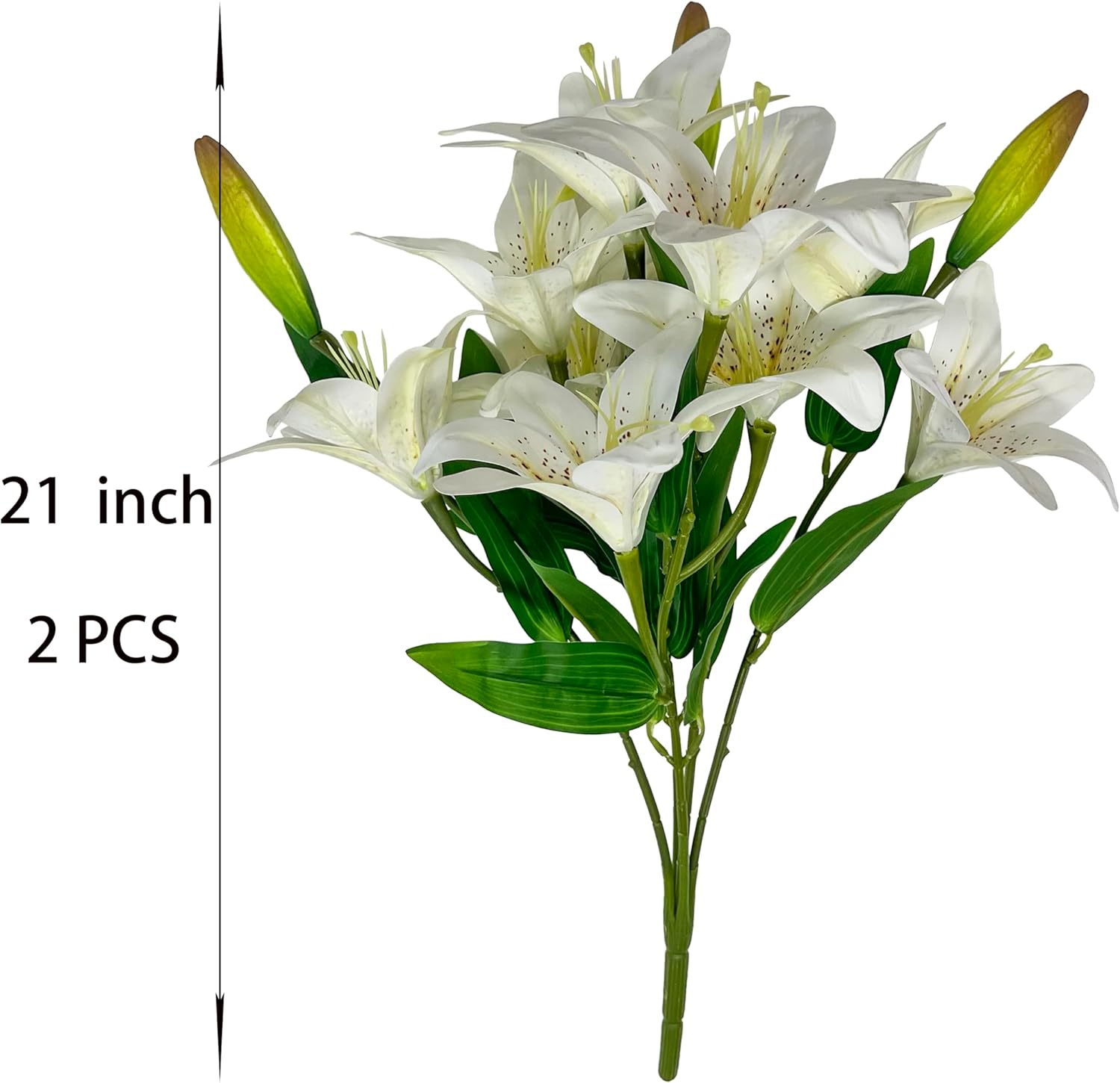 ATFL Artifical Lily Flowers 18 Heads, 5 Forks Long Stem Faux Fake Tiger Lily Flower Bouquets for Home Hotel Office Party Decor Table Centerpieces (2, Ivory)