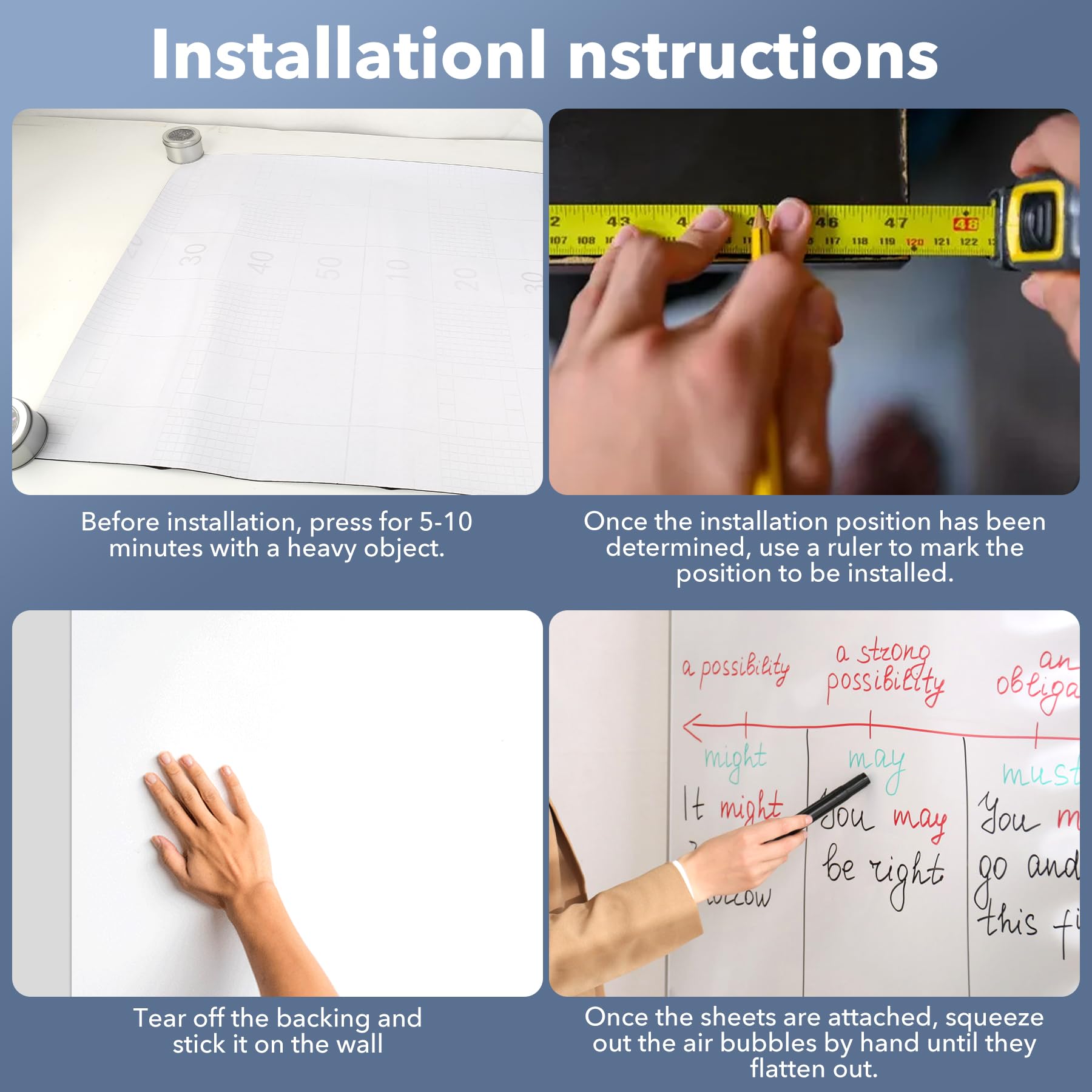 NSESSHome Magnetic Whiteboard Paper, Self Adhesive White Board For Wall
