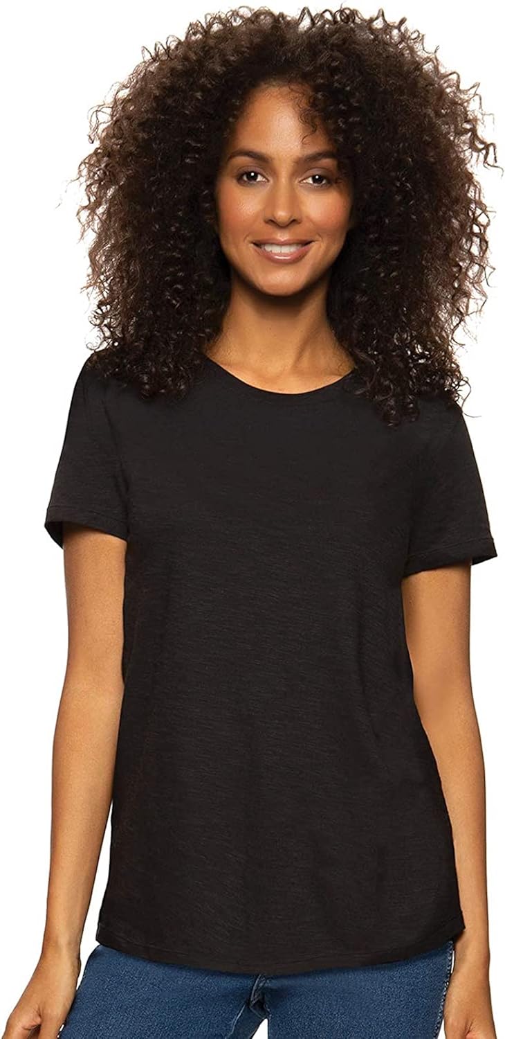 Felina Women's Crew Neck Jersey Slub Short Sleeve T-Shirt