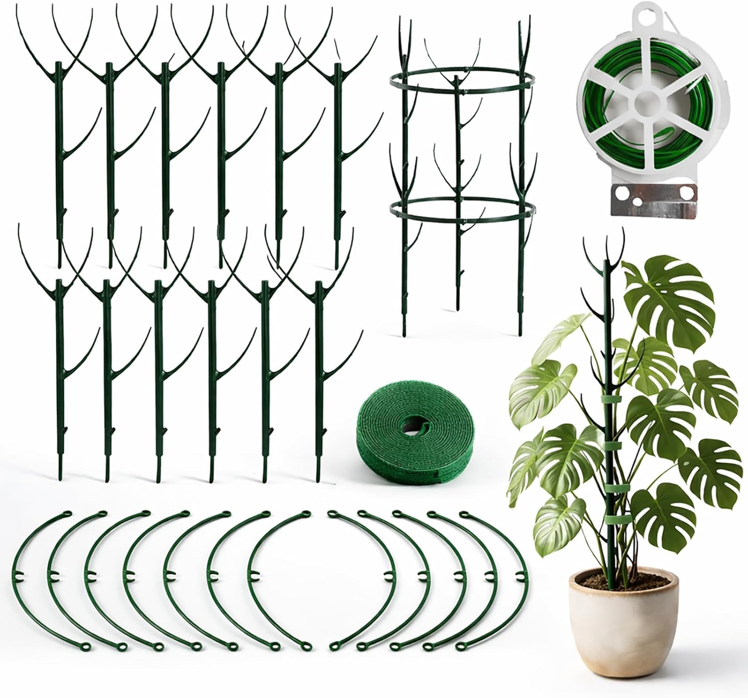 26 PCS Monstera Plant Stakes, Stackable Plant Support for Climbing Plants, Adjustable Indoor Plant Stakes for Potted Plants, Twig Design Houseplant Support