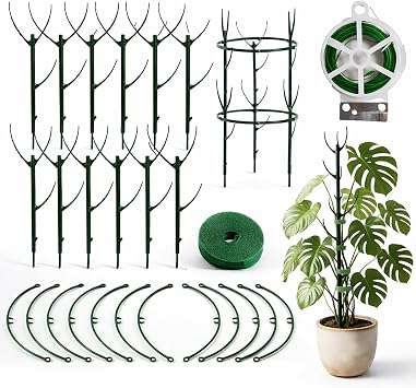 Plant Trellis Kit for Monstera Climbing Plant Support System Indoor | Indoor Plant Support System Monstera Philodendron Pothos, 26PCS Plant Trellis Kit, Stackable System, 96cm Moss Pole Alt