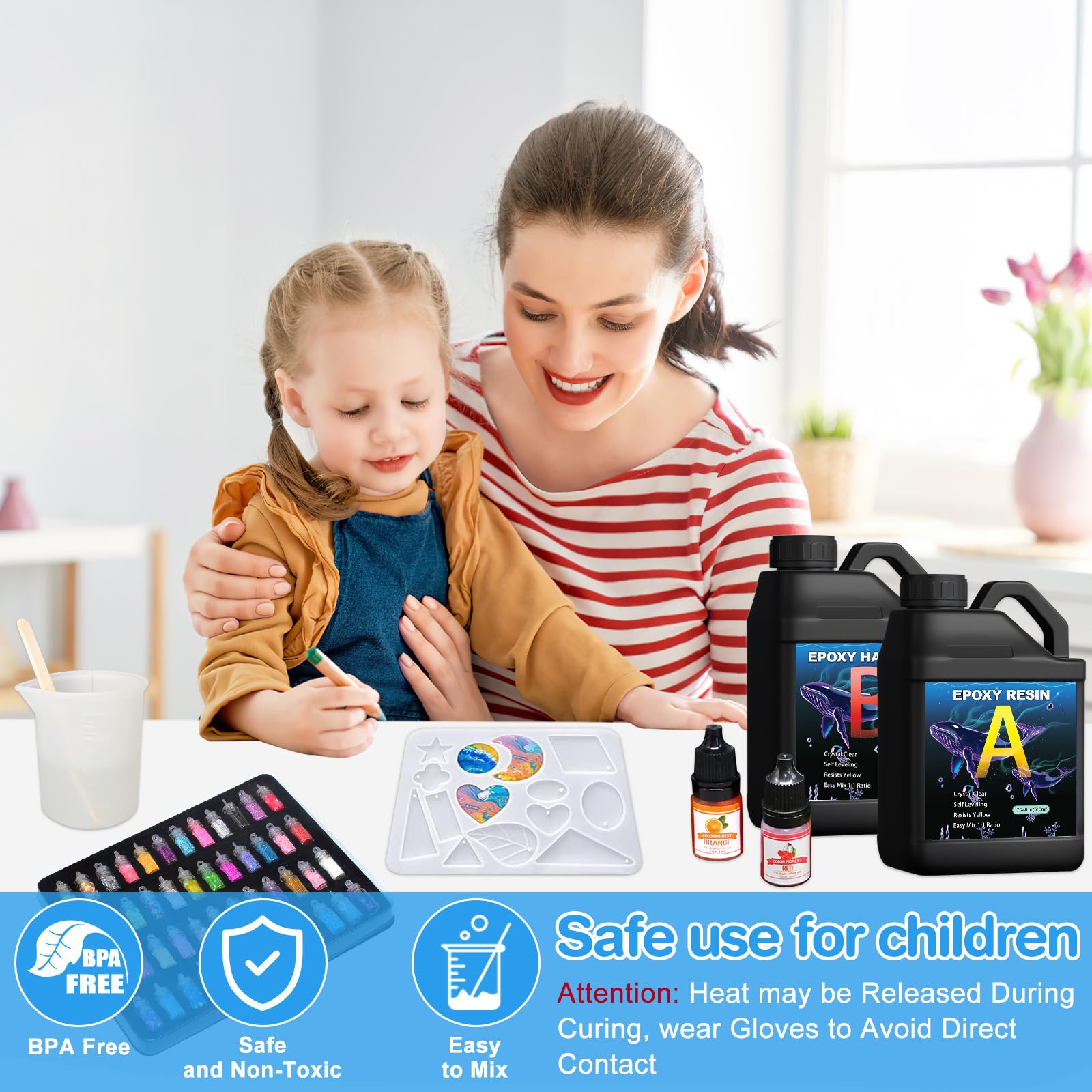 Kit Resina Epossidica 1020 Ml Trasparente - Per Creare Gioielli, Decorazioni E Lavoretti Fai Da Te - Foto 4