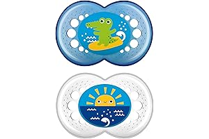 MAM Baby Pacifier 6+ Months, Best for Breastfed Babies, 'Crystal' Design Collection, Boy, 2 Count